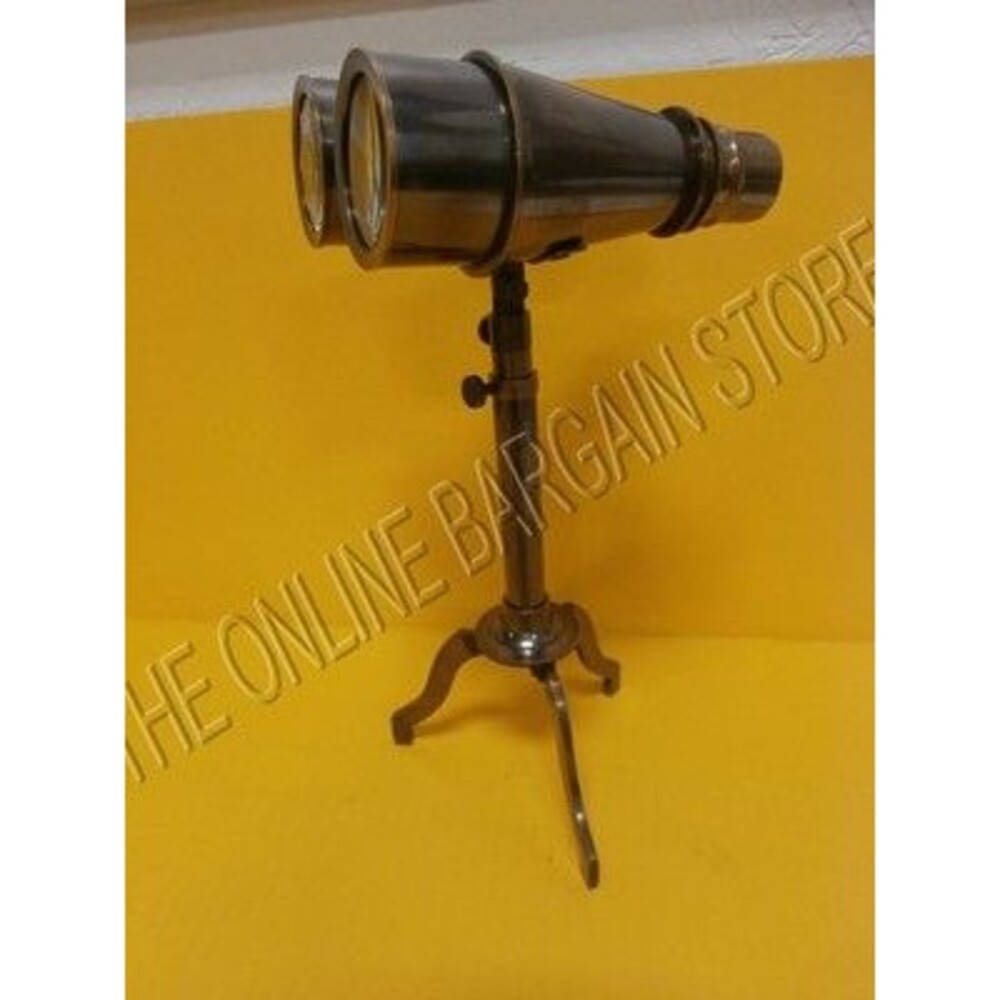 Pottery Barn Brass Vintage Rustic Antique Decor Display Art Binoculars Stand